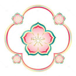国风樱花花纹装饰图案设计素材