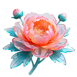 水彩风牡丹花手绘花卉设计素材
