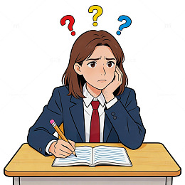 卡通风学生思考学习插画免扣元素素材