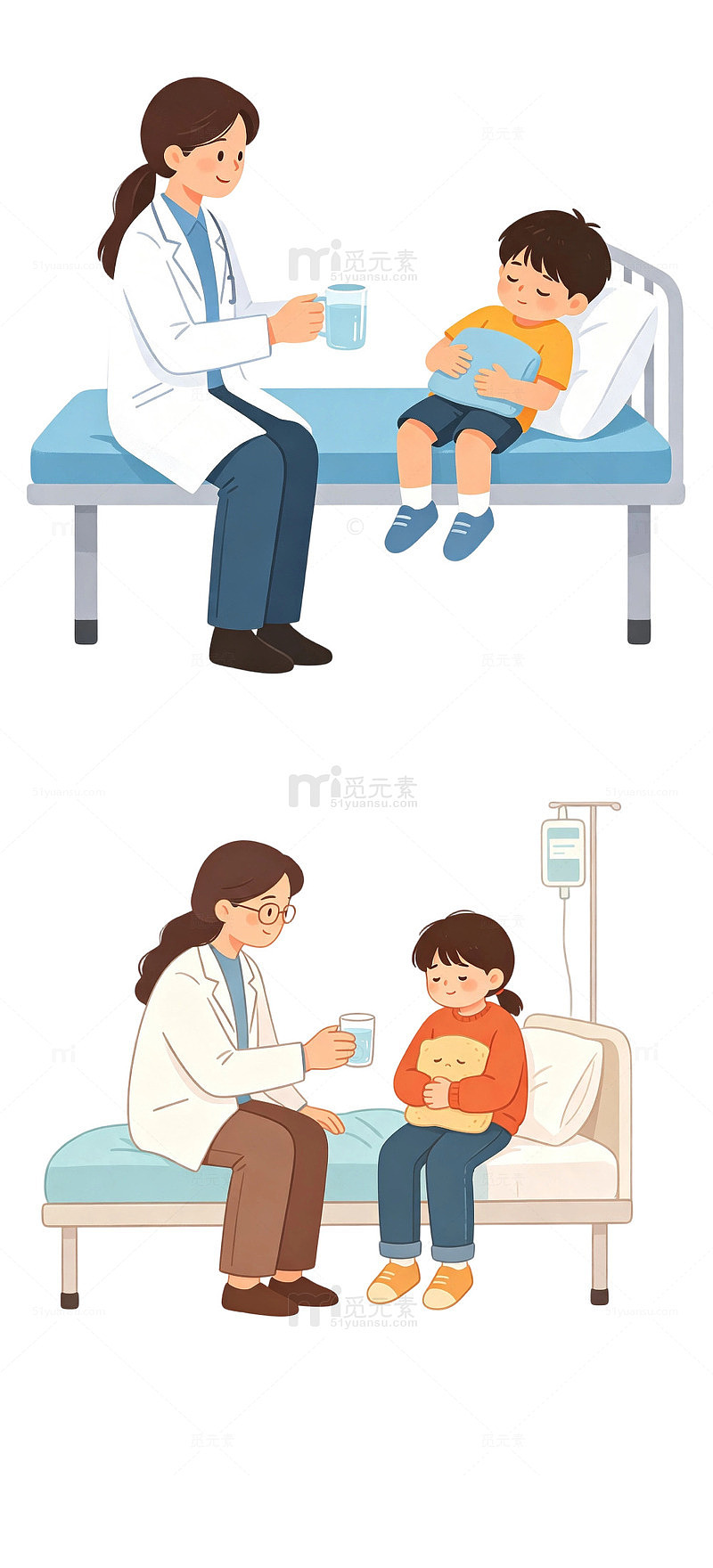 医务室陪伴，递温水，温柔老师