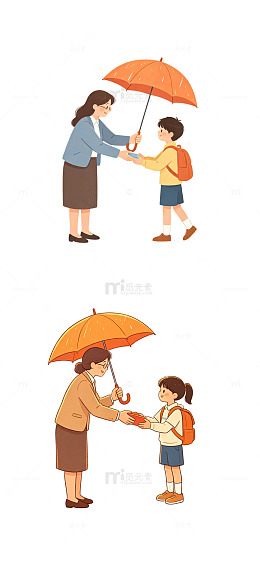 雨天递伞，教学楼门口，老师关怀