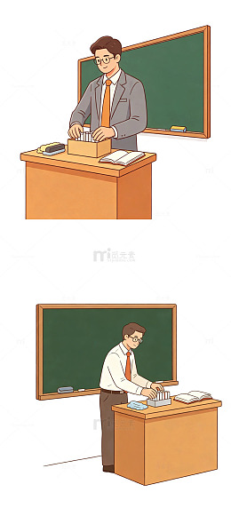 整理粉笔盒，放学后讲台，老师日常