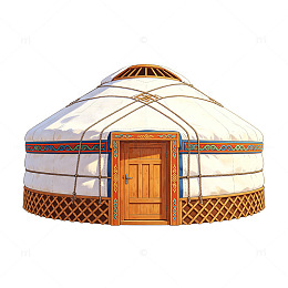 风蒙古包建筑插画设计素材