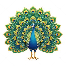 孔雀开屏插画设计素材
