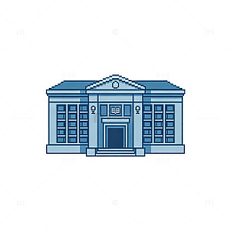 扁平风银行建筑插画设计素材