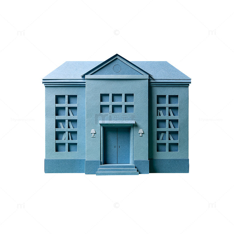 简约风蓝色建筑插画设计素材