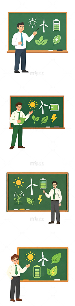 新能源课堂，老师讲解，黑板图标