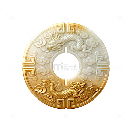 古典风玉佩龙纹雕刻设计素材