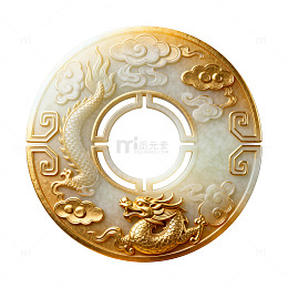 国风古典龙纹玉璧雕刻设计素材