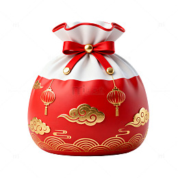 国风新年红包袋3D渲染设计素材