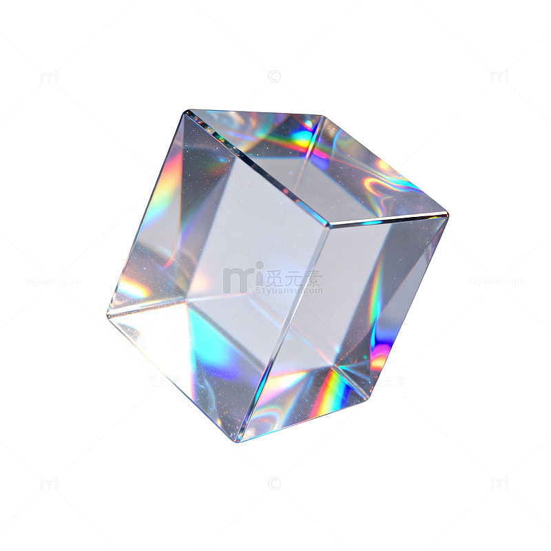 极简风透明水晶立方体3D渲染素材