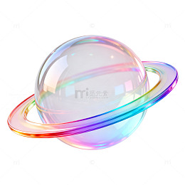 梦幻风彩虹星球透明环设计素材