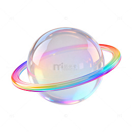 梦幻风彩虹星球透明球体设计素材
