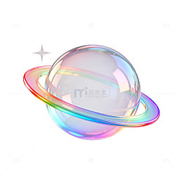 梦幻风彩虹星球透明气泡设计素材