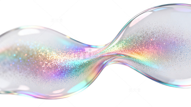 梦幻风彩虹波浪透明质感设计素材