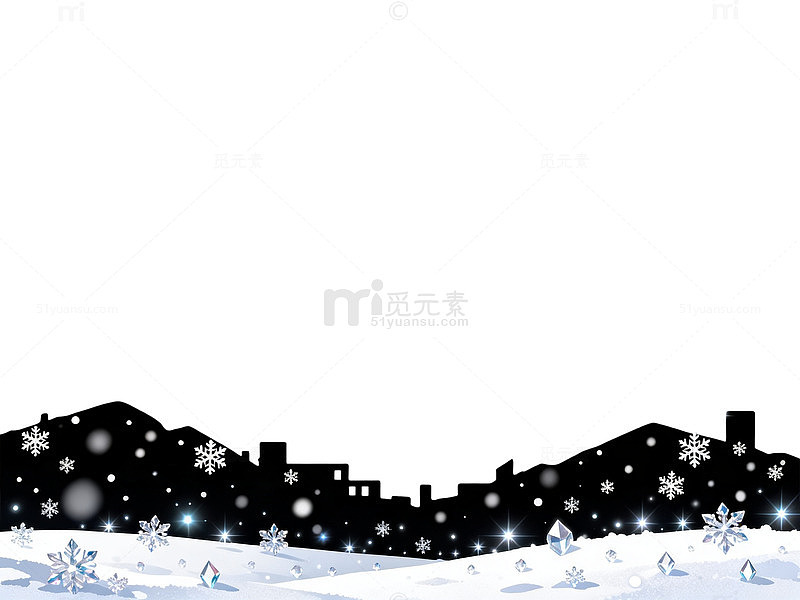 简约风冬日雪景城市剪影设计素材