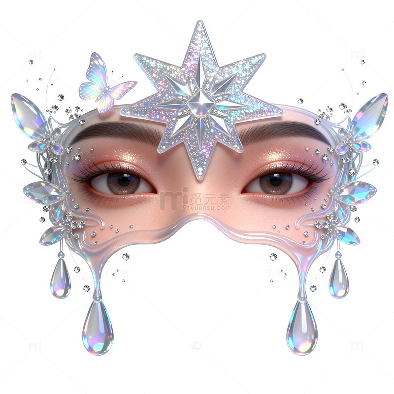 梦幻风冰雪公主面具设计素材