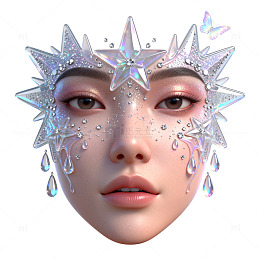 科幻风星形面具人脸设计素材