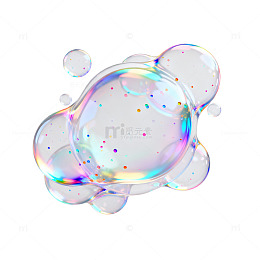 梦幻风彩虹泡泡透明质感设计素材