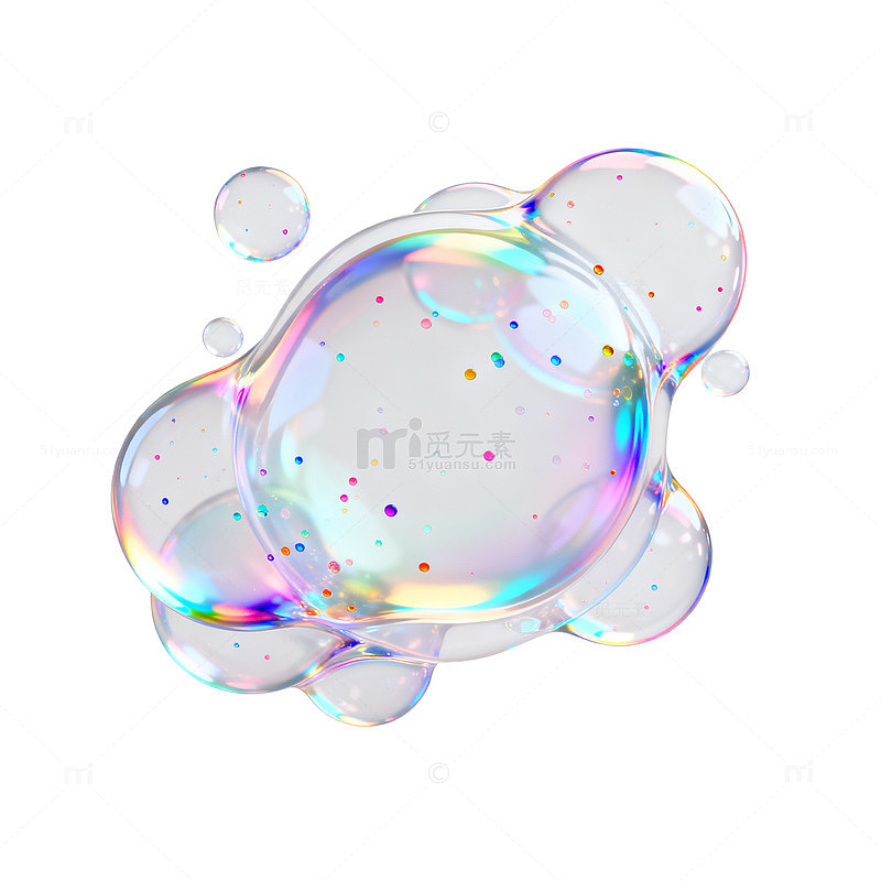 梦幻风彩虹泡泡透明质感设计素材