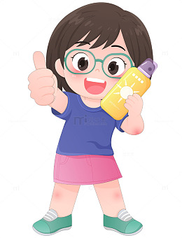 女孩防晒喷雾防晒黑夏天人物插画