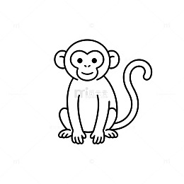 简笔画风格可爱猴子卡通形象设计素材