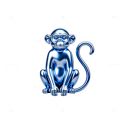 玻璃质感猴子坐姿矢量设计素材
