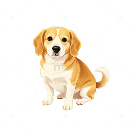 卡通风可爱小狗坐姿插画设计素材