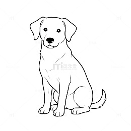 线描风可爱小狗卡通插画设计素材