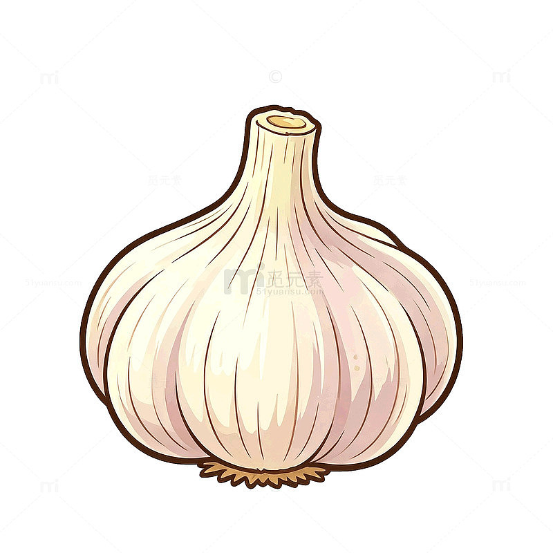 卡通风格大蒜蔬菜插画设计素材