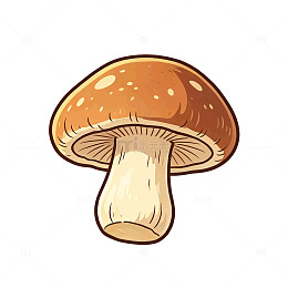 卡通风格棕色蘑菇插画设计素材