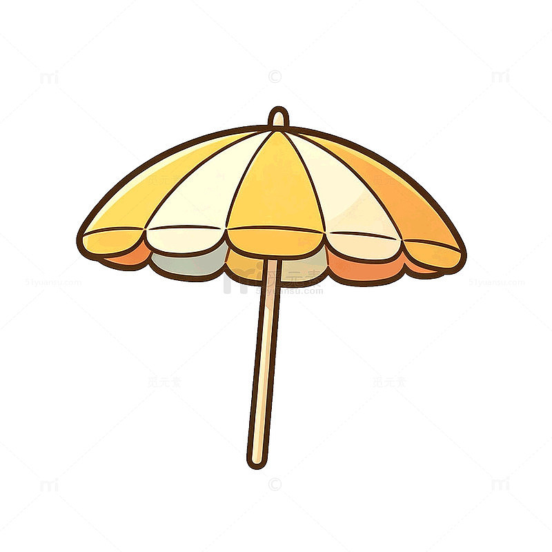 卡通风格沙滩遮阳伞插画设计素材
