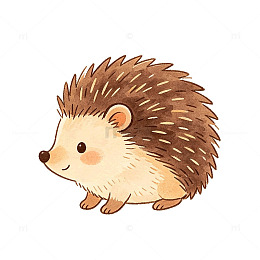 卡通风格可爱刺猬插画设计素材