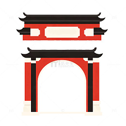 扁平风古建筑矢量设计素材