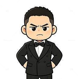 卡通风格严肃男士礼服插画设计素材