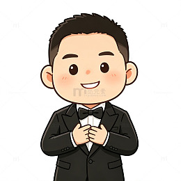 卡通风新郎结婚礼服手绘人物设计素材