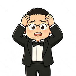 卡通风男士焦虑表情设计素材