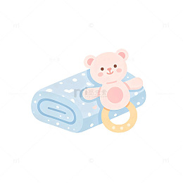 卡通风婴儿玩具毛毯插画设计素材