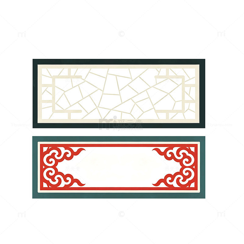 中式风格传统纹样边框设计素材免抠