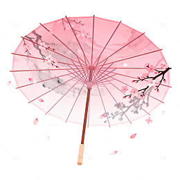 水墨风樱花油纸伞插画设计素材