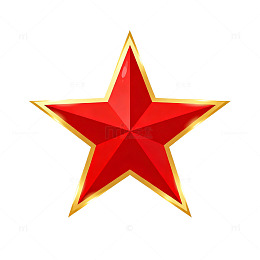 矢量风红色五角星金色边框设计素材