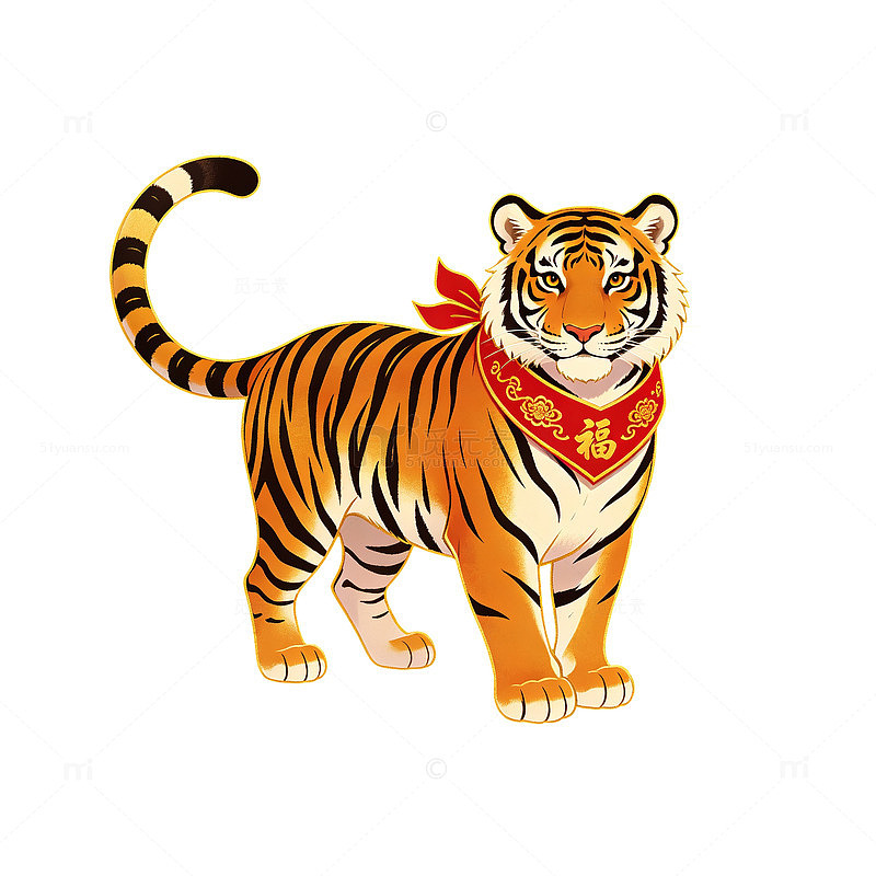 卡通风格虎年吉祥物插画设计素材