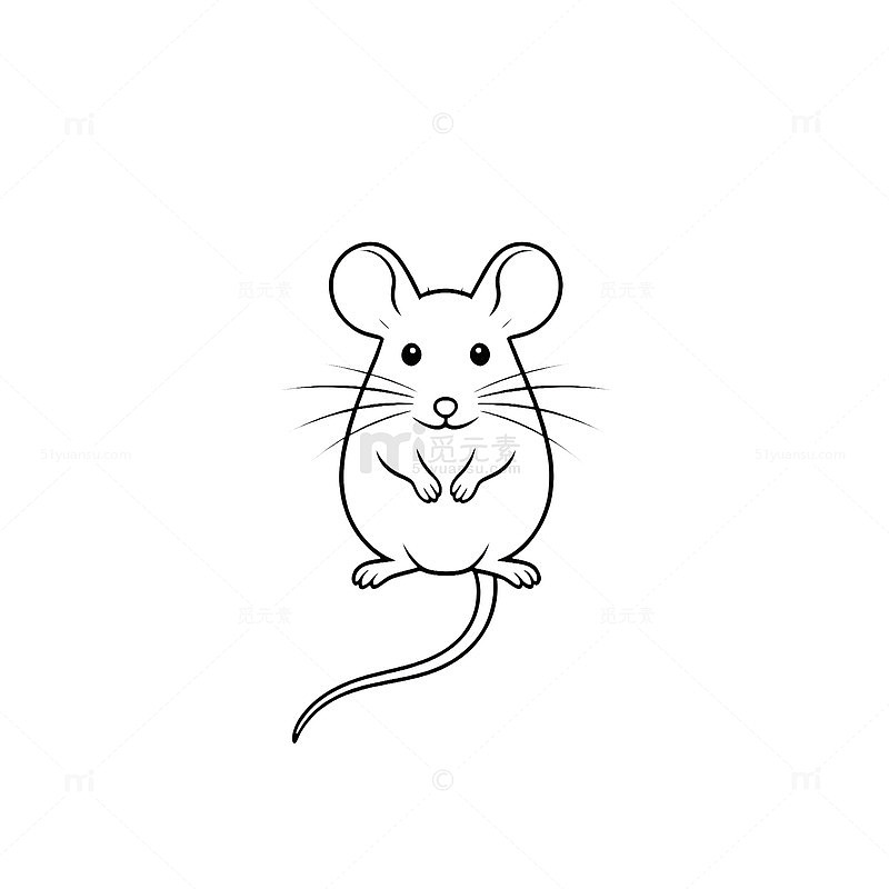 简约风卡通老鼠线条插画设计素材