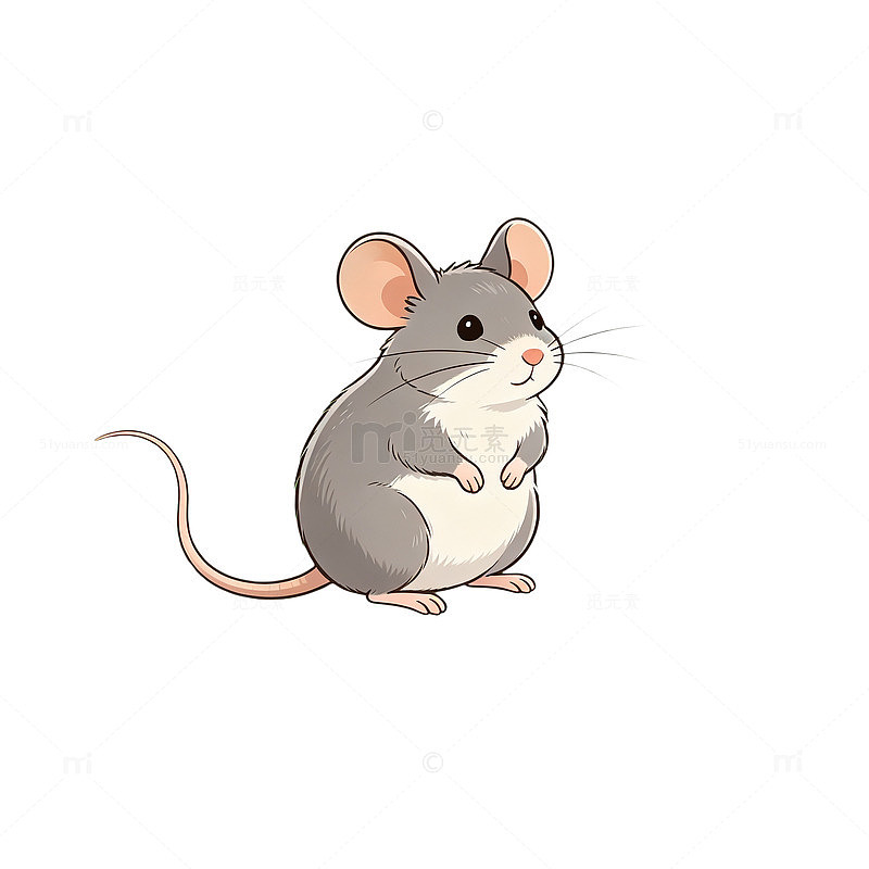 卡通风格可爱小老鼠插画设计素材