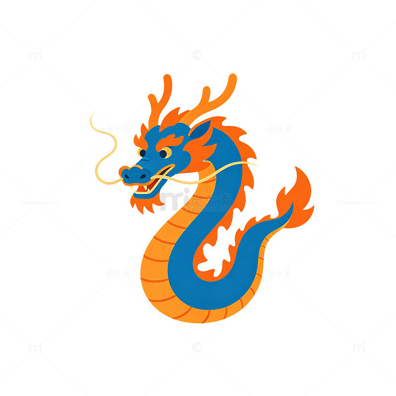 卡通风格中国龙形象矢量设计素材
