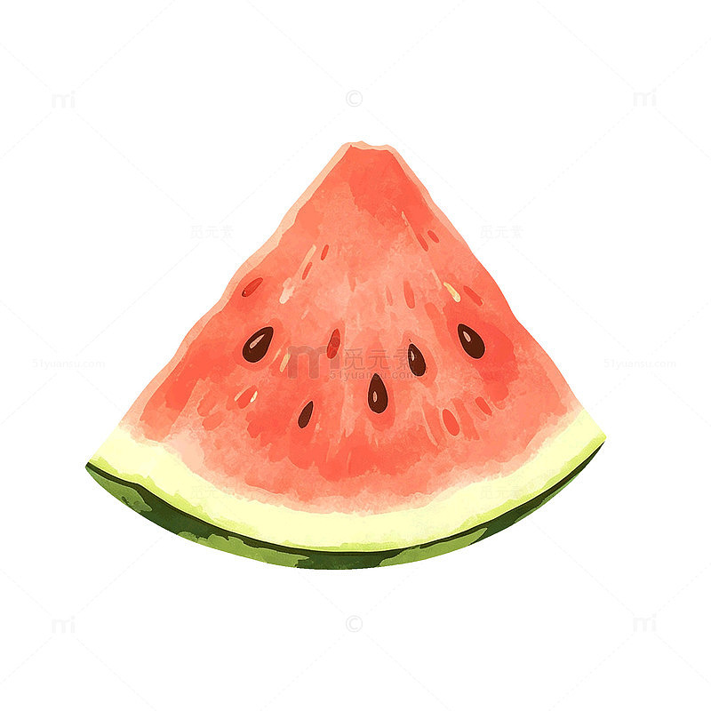 水彩风西瓜切片手绘插画设计素材