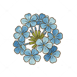 手绘风蓝色花朵圆形图案设计素材