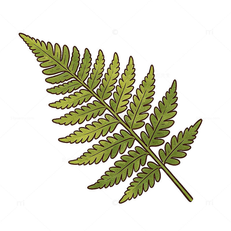 手绘风蕨类植物叶子矢量素材