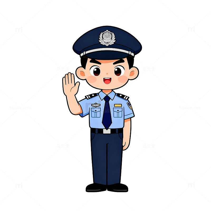 卡通风警察敬礼形象设计素材