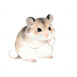 水彩风可爱仓鼠手绘插画设计素材